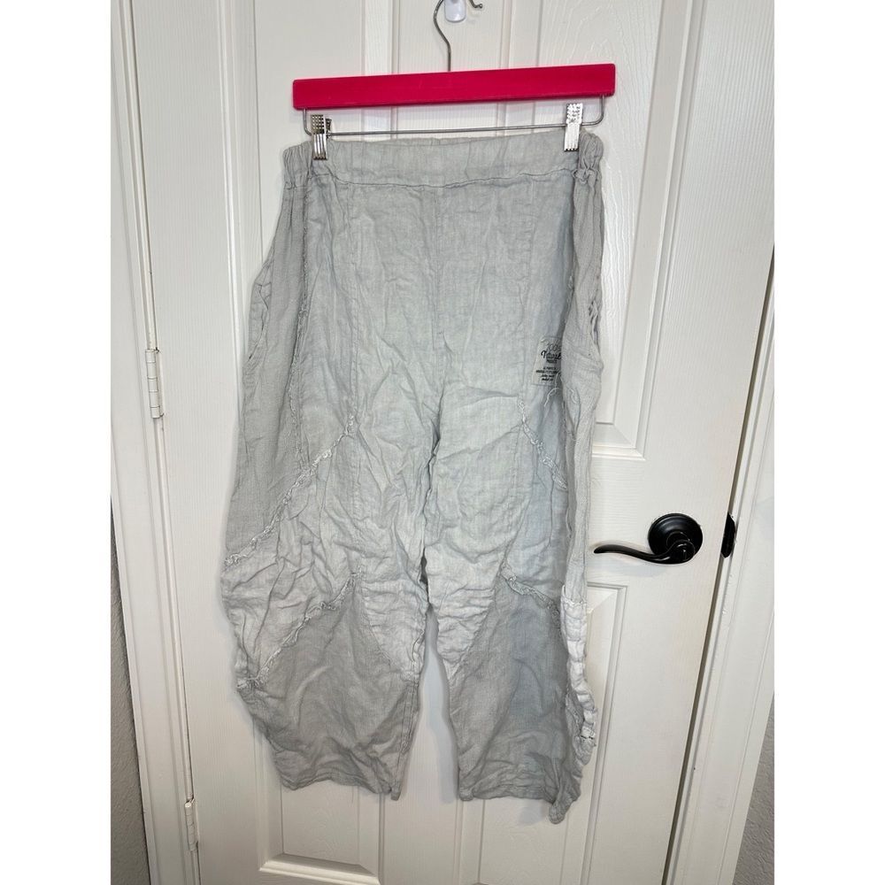 I Love Linen Grey Linen Cotton Blend Patchwork Baggy Pant Sz L Lagonlook Boho